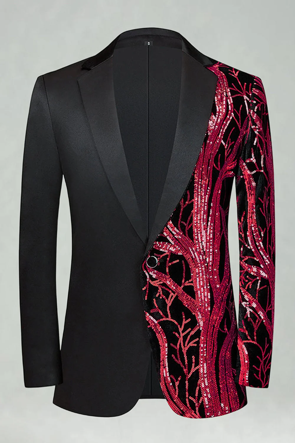 Costumes de bal pour hommes en 2 pièces en paillettes rouge foncé à paillettes - Image 2