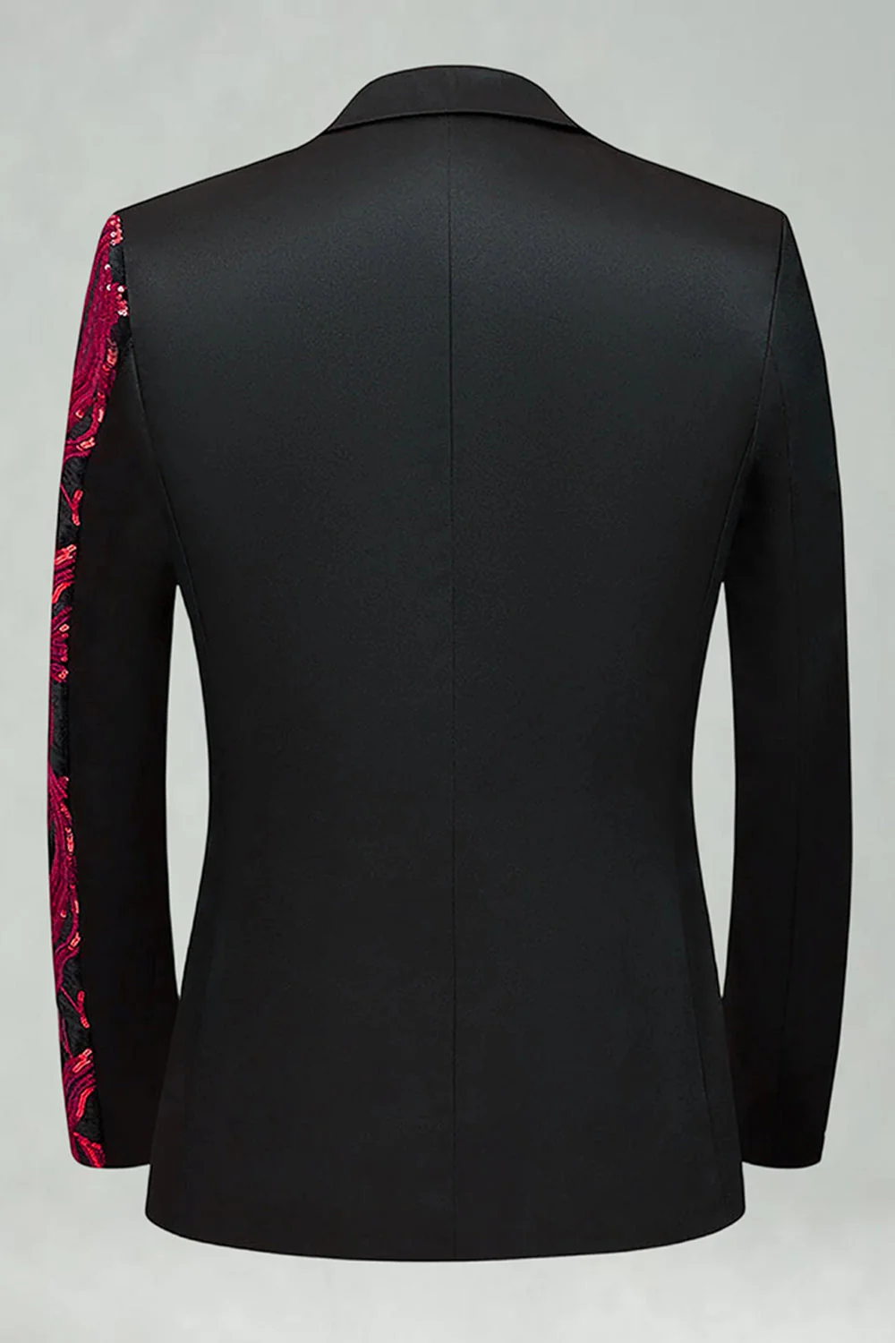 Costumes de bal pour hommes en 2 pièces en paillettes rouge foncé à paillettes - Image 3
