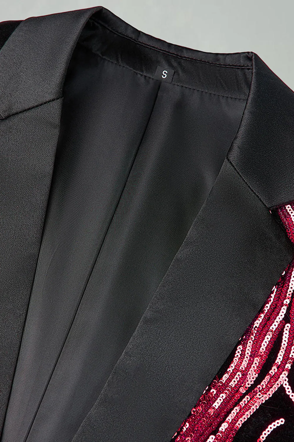 Costumes de bal pour hommes en 2 pièces en paillettes rouge foncé à paillettes - Image 4