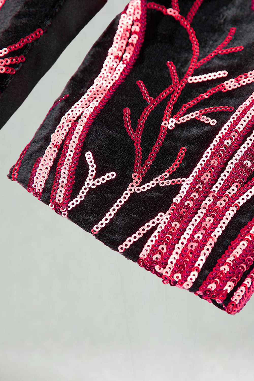 Costumes de bal pour hommes en 2 pièces en paillettes rouge foncé à paillettes - Image 7