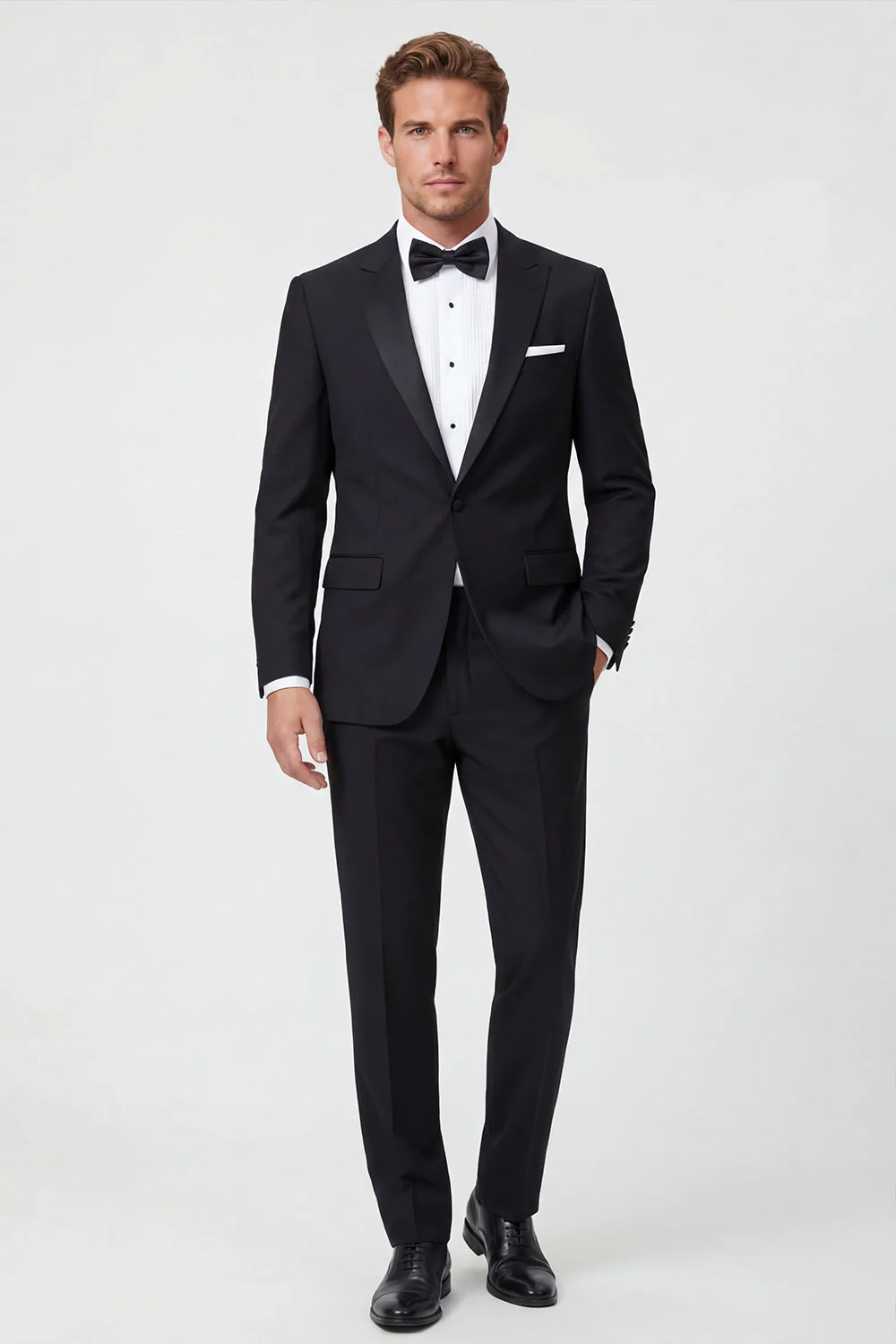 Costumes de bal pour hommes en 2 pièces noirs à revers pointu un bouton