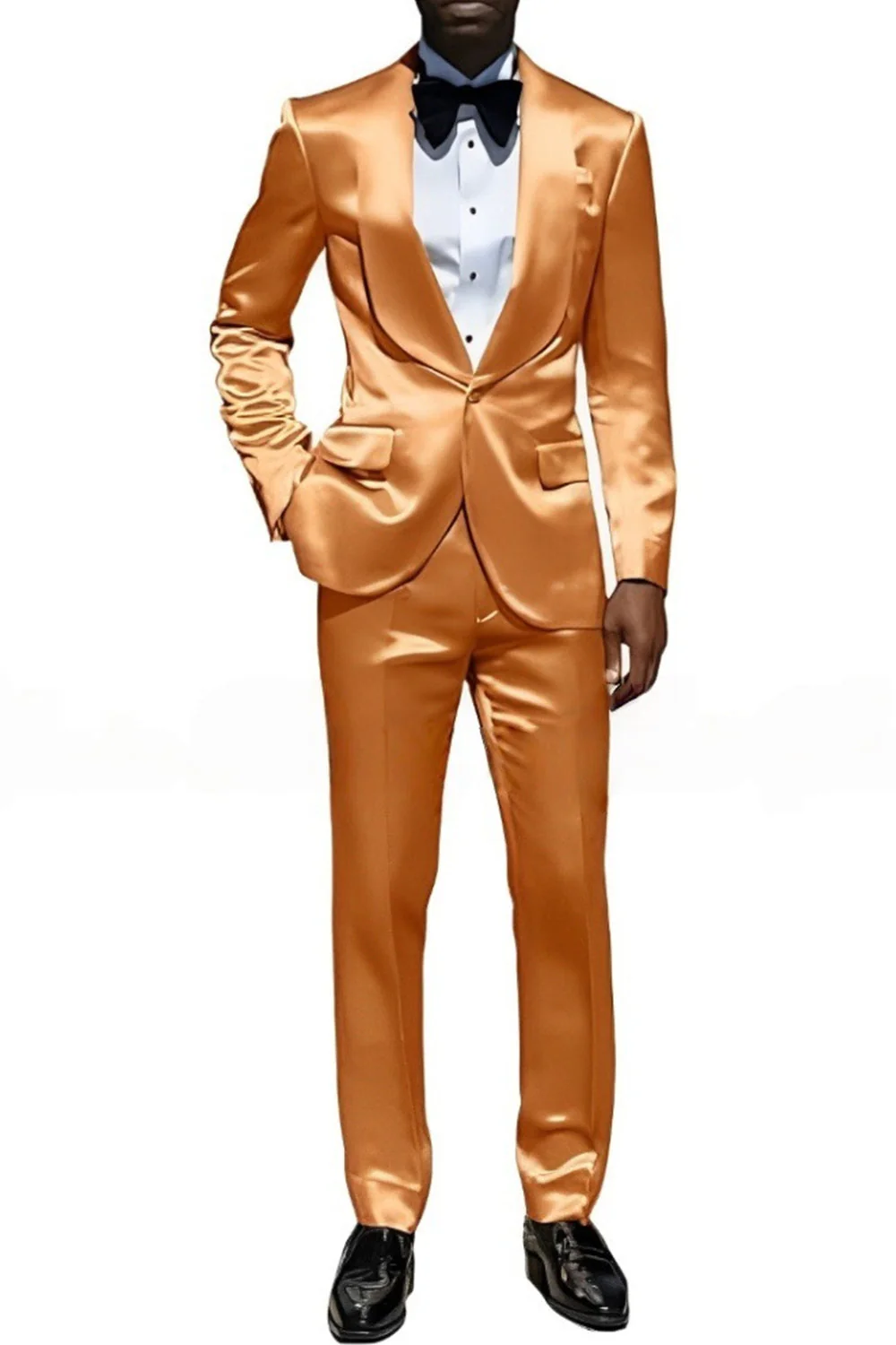 Costumes de bal pour hommes en châle champagne 2 pièces à un bouton, - Image 13