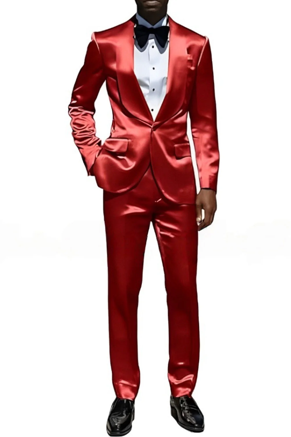 Costumes de bal pour hommes en châle champagne 2 pièces à un bouton, - Image 15