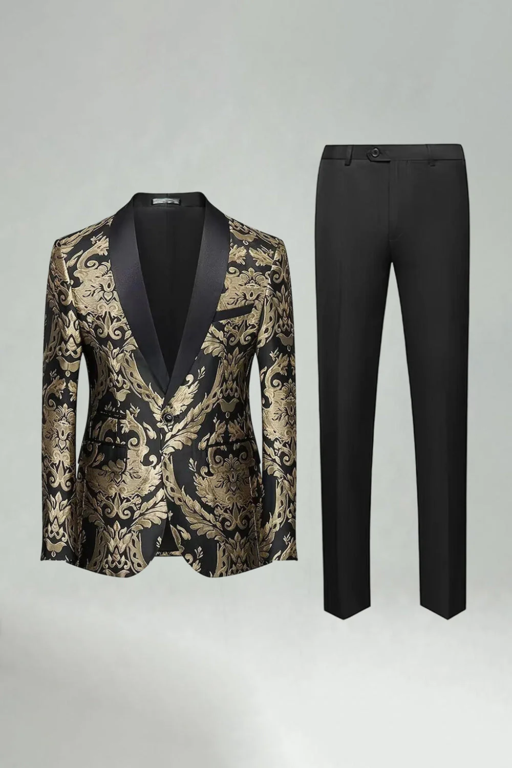 Costumes de bal pour hommes en châle en châle 2 pièces verts - Image 10