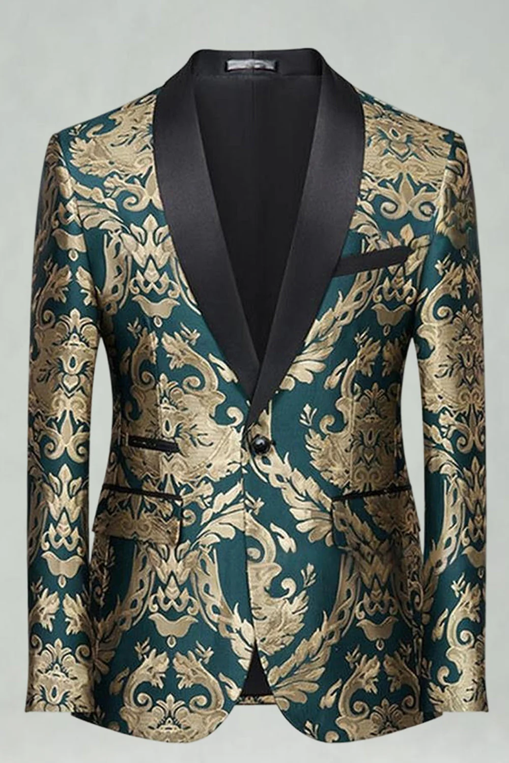 Costumes de bal pour hommes en châle en châle 2 pièces verts - Image 2