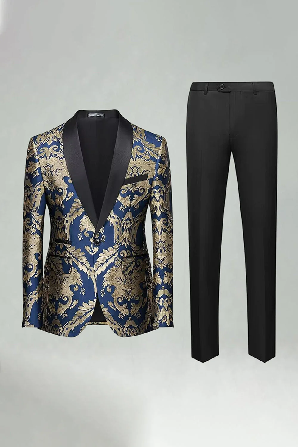 Costumes de bal pour hommes en châle en châle 2 pièces verts - Image 9