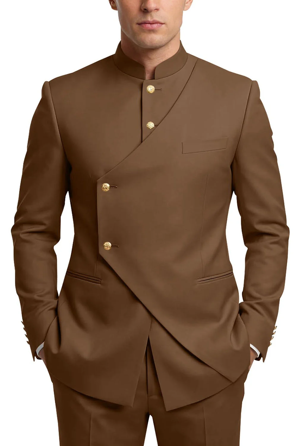 Costumes de bal pour hommes en mode café à poitrine simple en deux pièces - Image 8