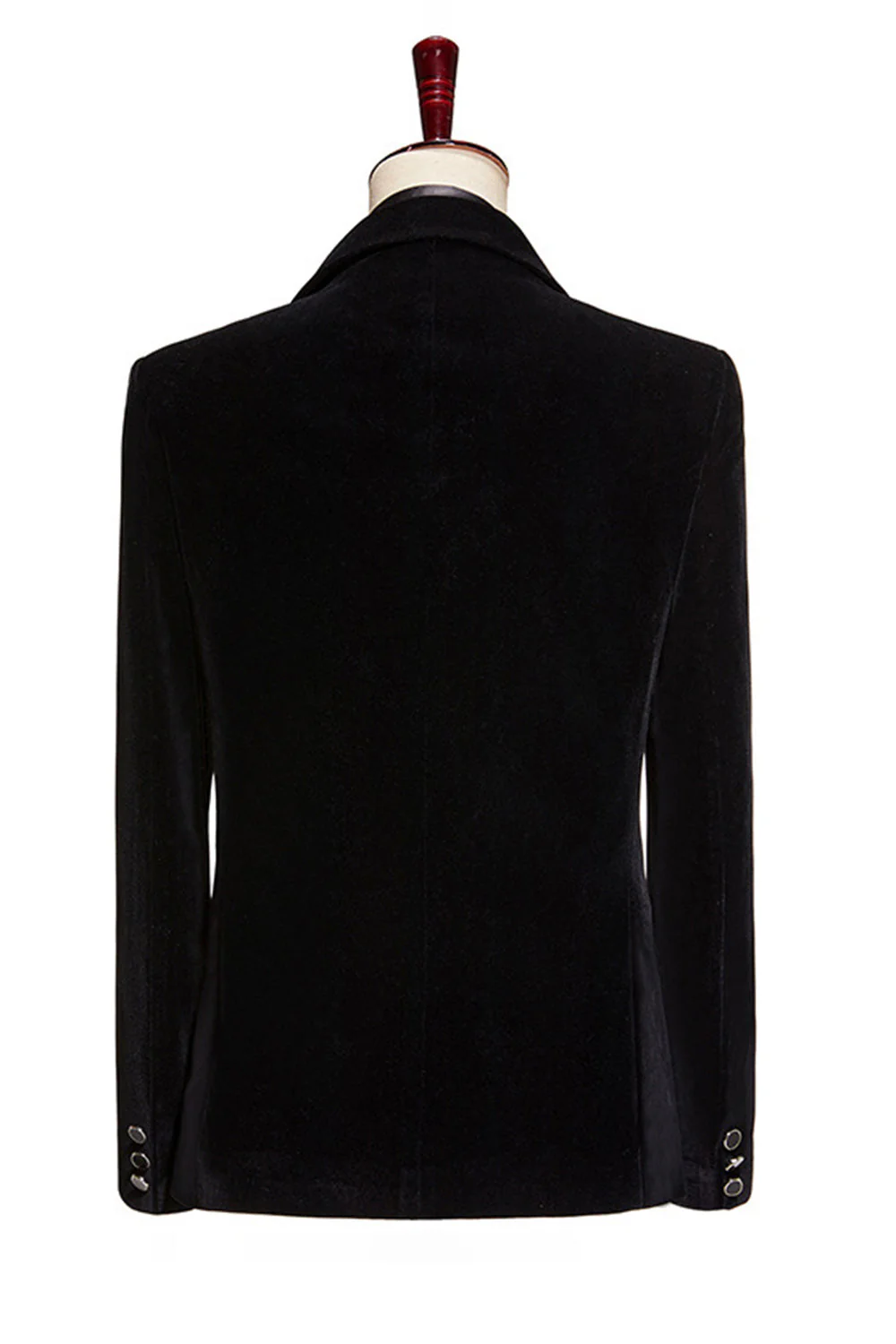 Costumes de bal pour hommes en velours à revers pointu en deux pièces noirs scintillants - Image 3