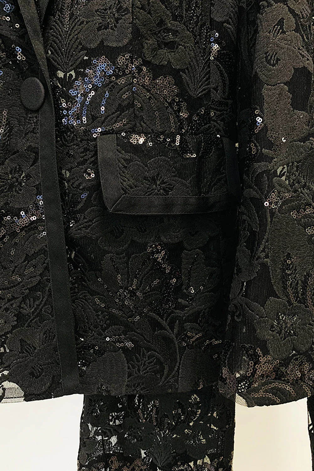 Costumes de fête 2 pièces en dentelle noire scintillante pour femmes - Image 4