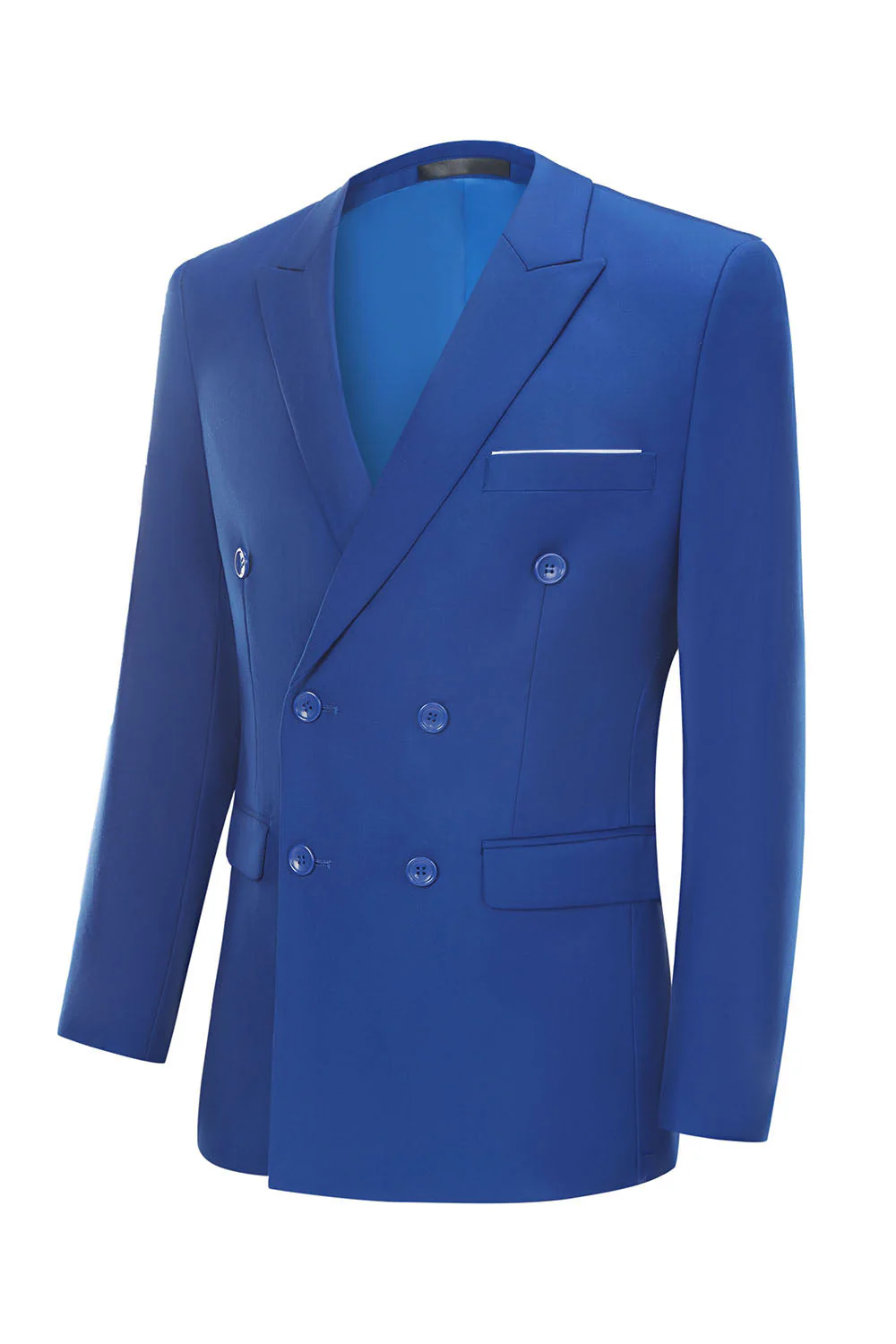 Costumes de mariage bleus 2 pièces à double poitrine pour hommes - Image 3