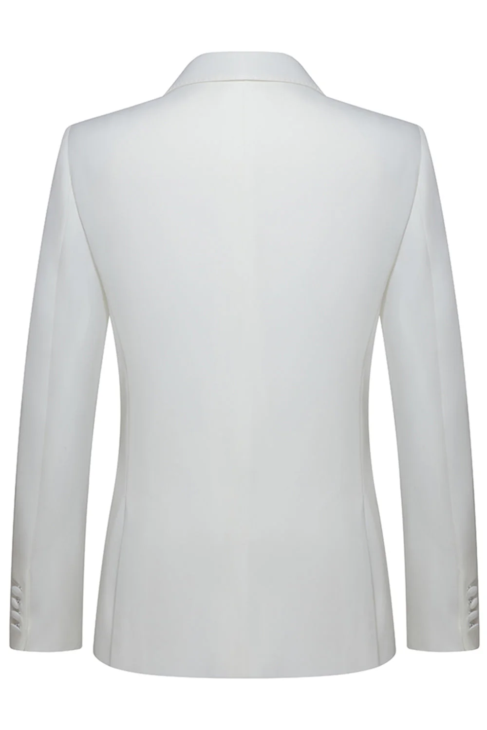 Costumes de mariée double boutonnage à revers en châle homme blancs - Image 3