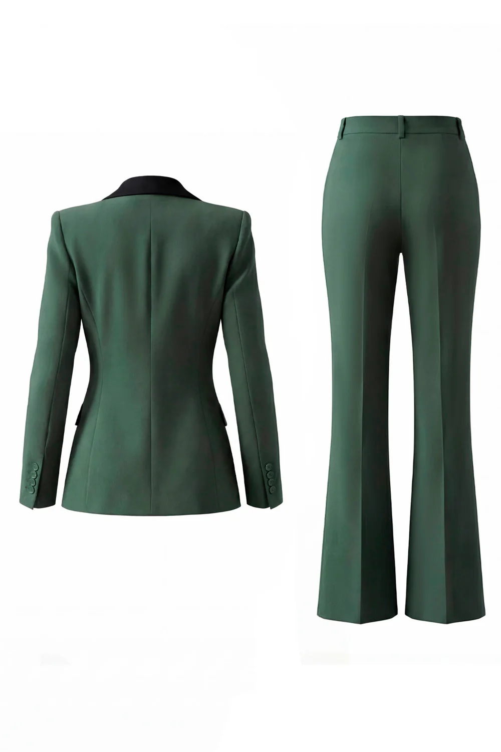 Costume d'affaires femme 2 pièces vert foncé revers pointe un bouton - Image 4