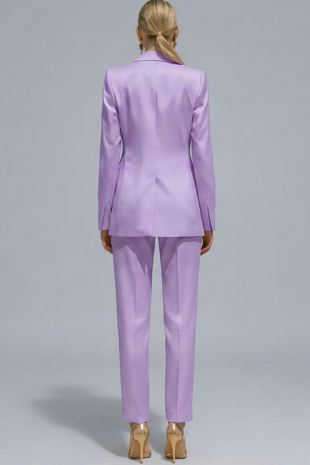 Costumes de travail féminins à revers cranté orange en deux pièces à un bouton - Image 12