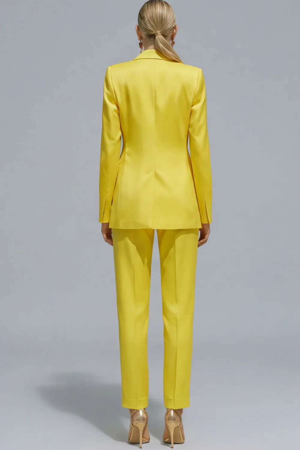 Costumes de travail féminins à revers cranté orange en deux pièces à un bouton - Image 16