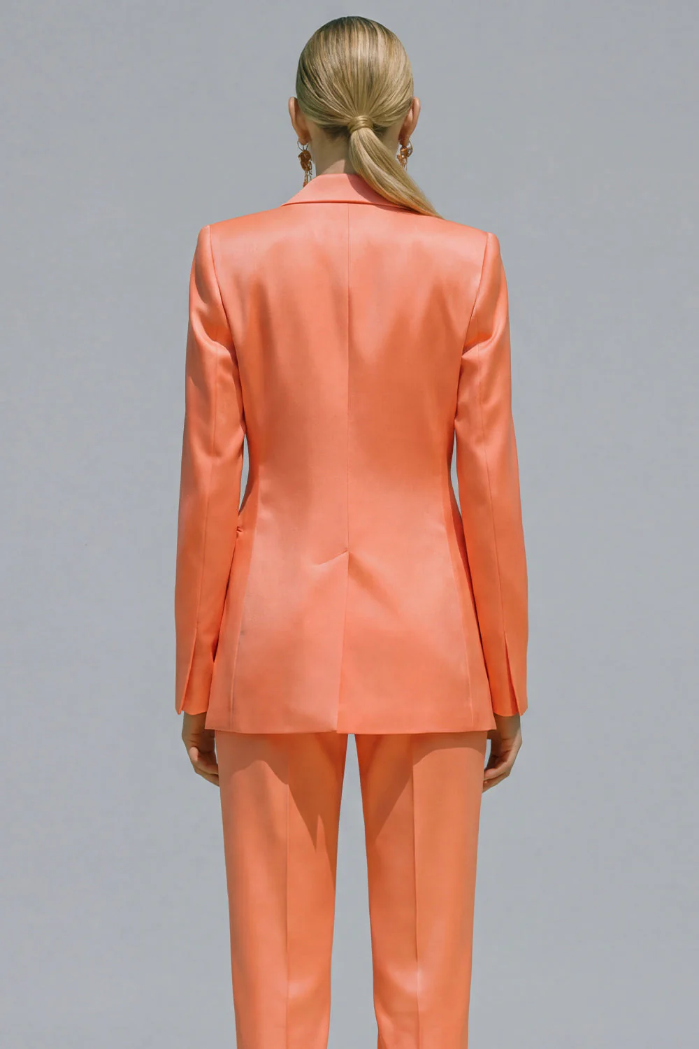 Costumes de travail féminins à revers cranté orange en deux pièces à un bouton - Image 4