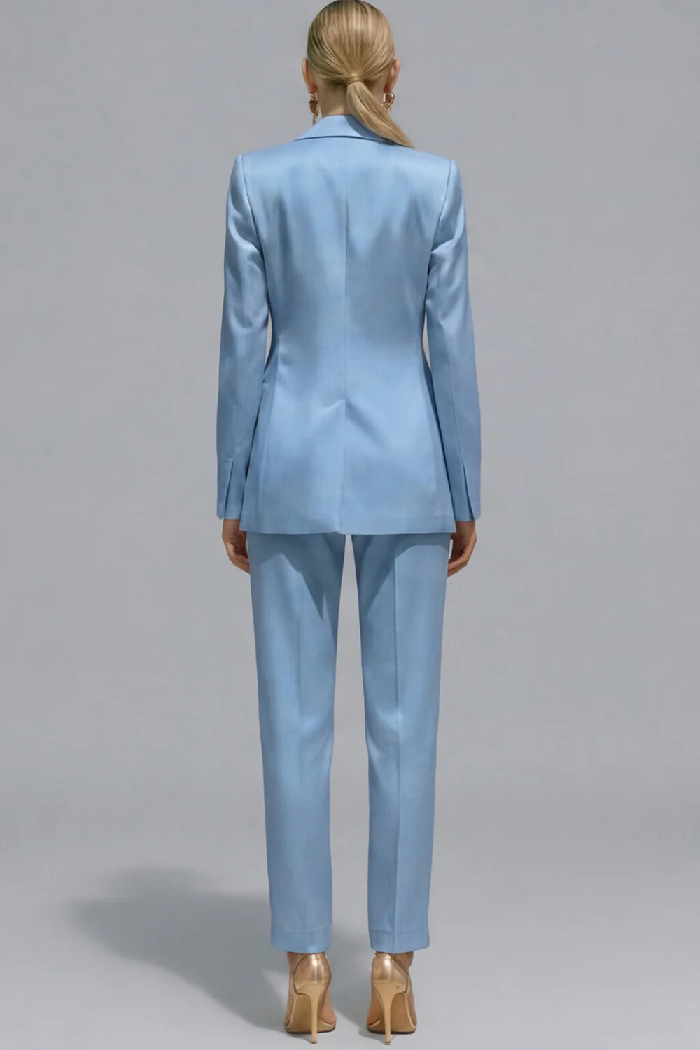 Costumes de travail féminins à revers cranté orange en deux pièces à un bouton - Image 6