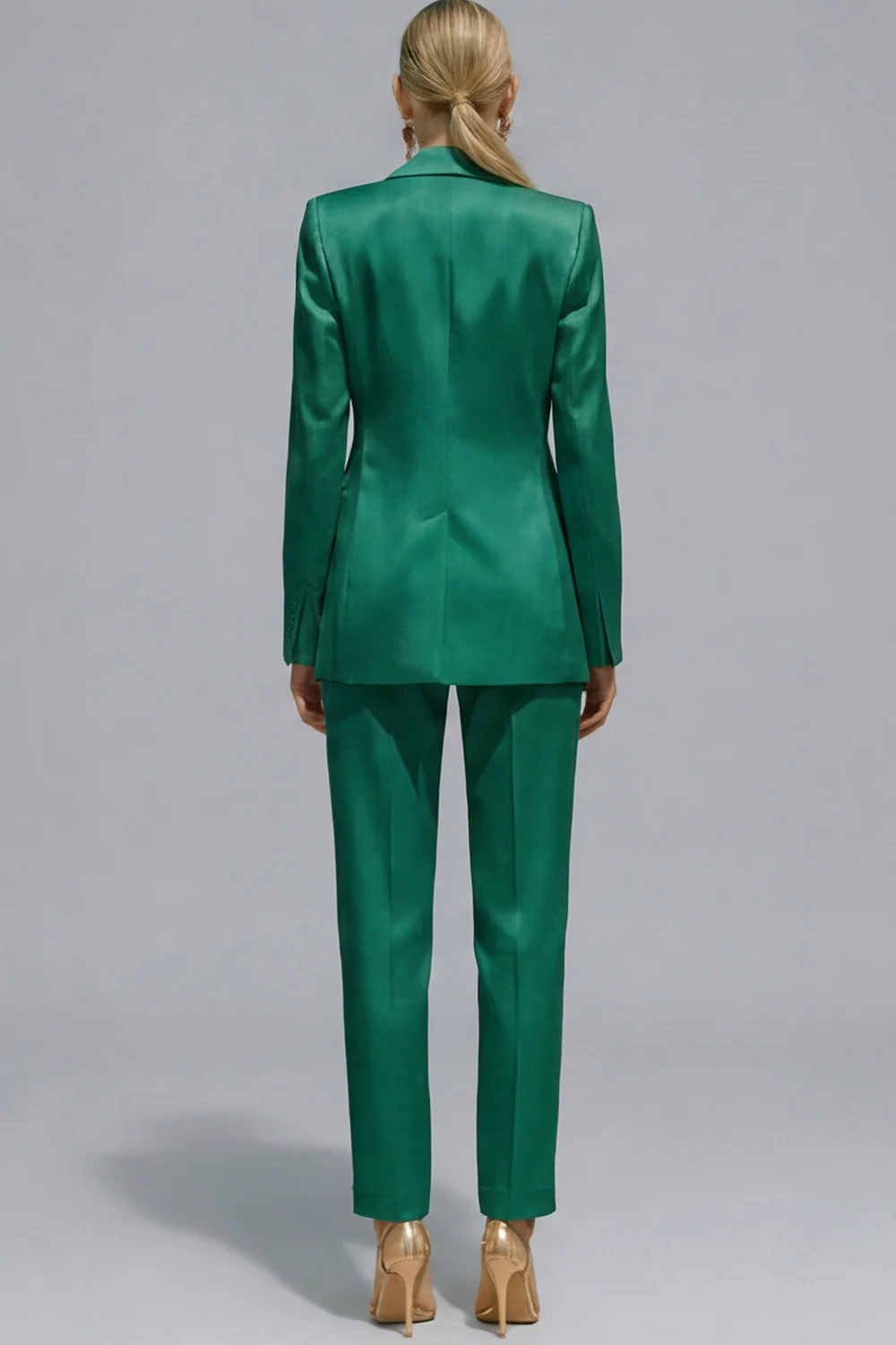 Costumes de travail féminins à revers cranté orange en deux pièces à un bouton - Image 8