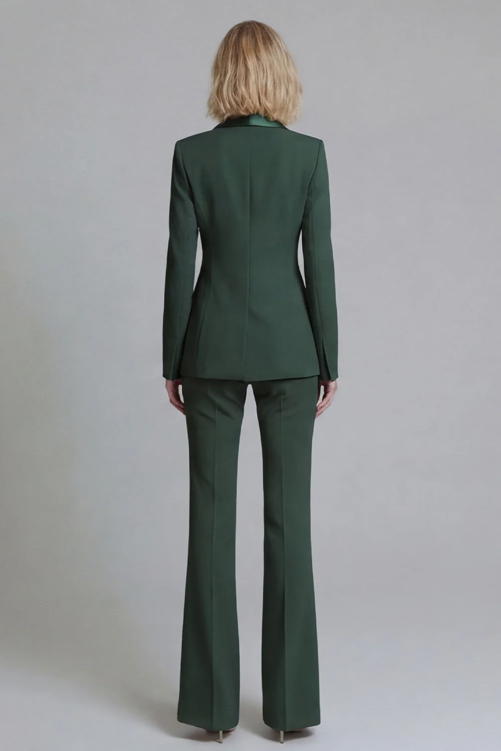 Costumes de travail féminins double boutonnage en châle émeraude frais en 2 pièces - Image 20