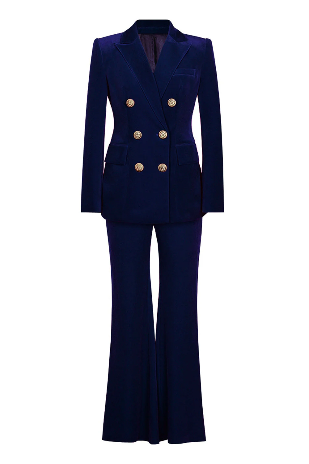 Costumes femme en revers double pièce double boutonnage en velours à pointe rouge foncé - Image 3