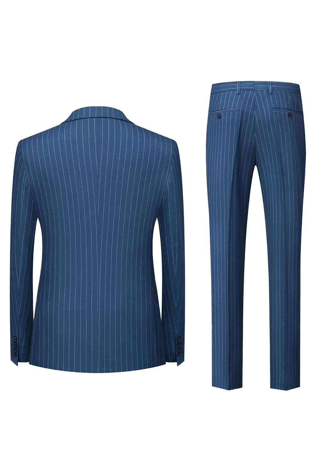Costumes formels 2 pièces pour hommes à revers en pointe à rayures bleu marine - Image 2