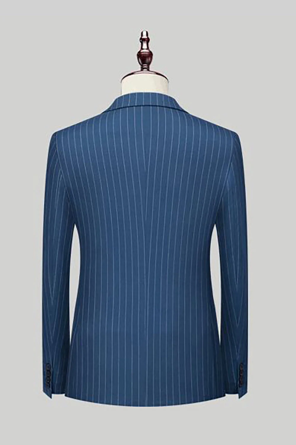 Costumes formels 2 pièces pour hommes à revers en pointe à rayures bleu marine - Image 4