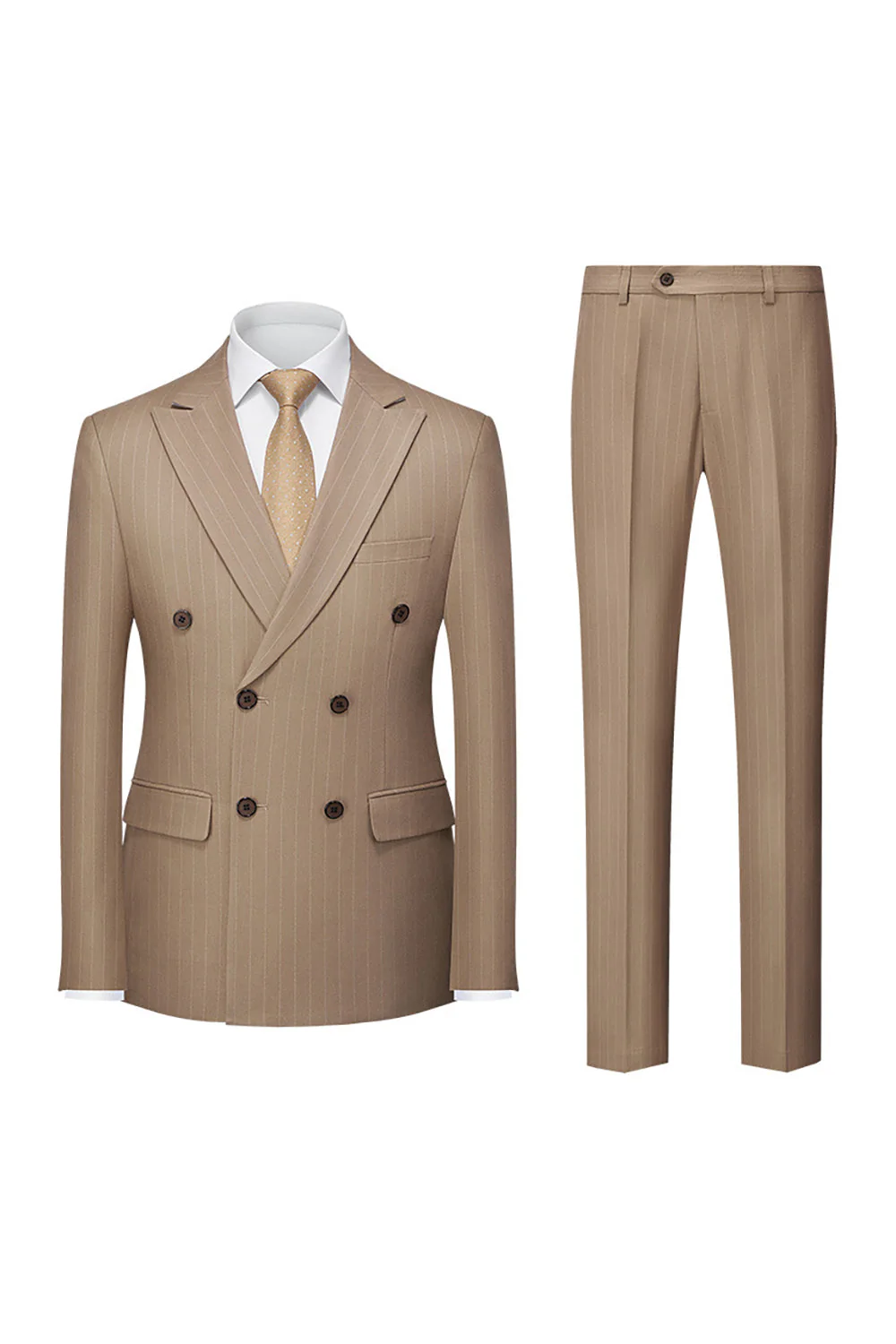 Costumes formels 2 pièces pour hommes à revers en pointe à rayures bleu marine - Image 7