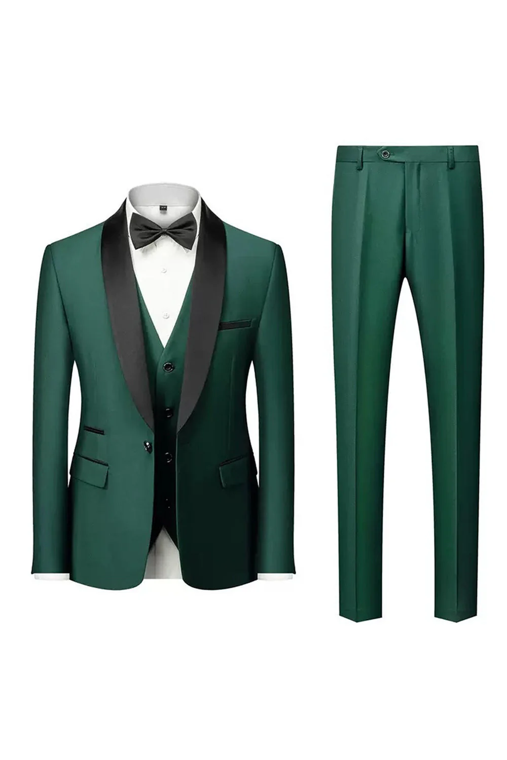 Costumes formels à un bouton à revers châle noir pour hommes - Image 10