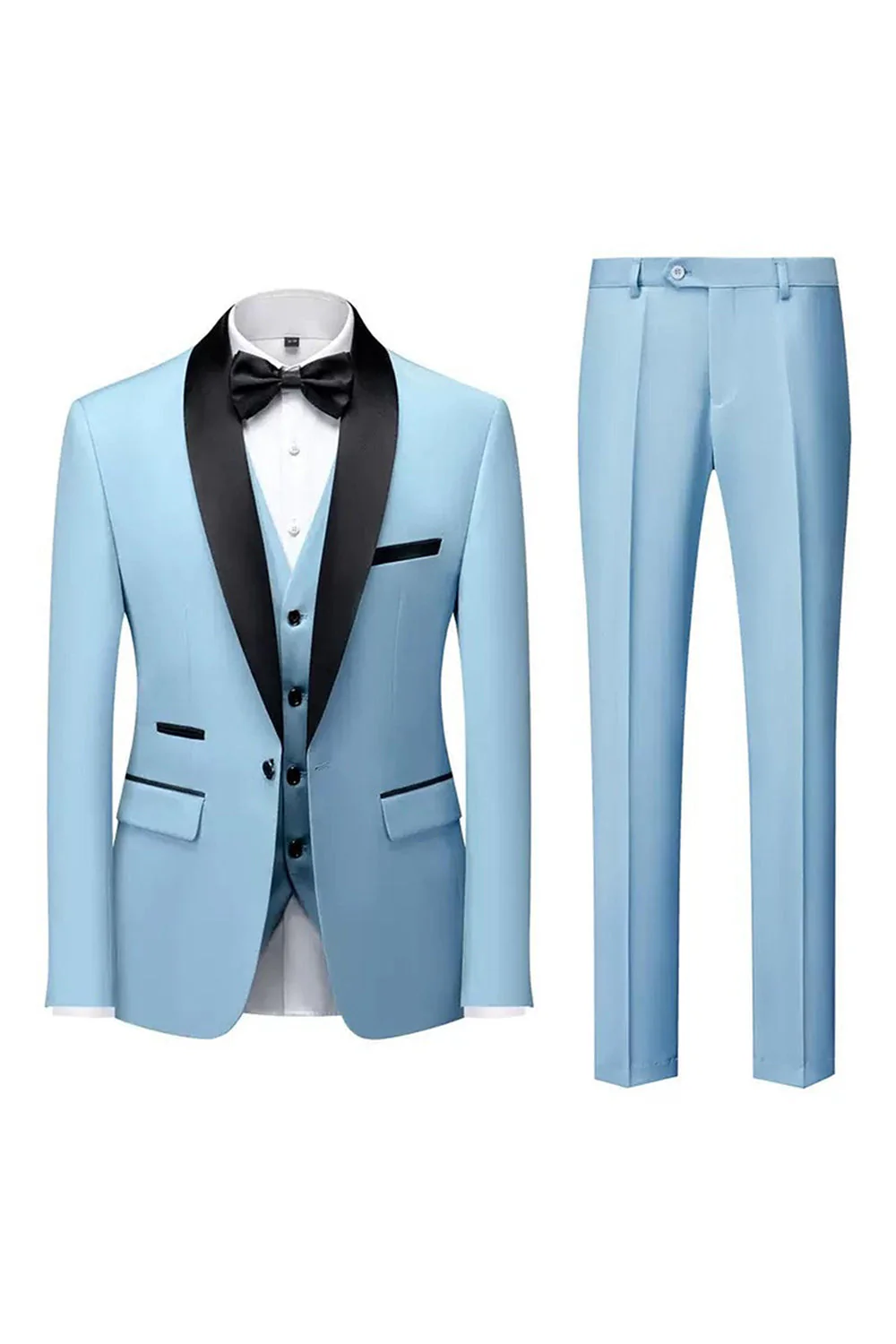 Costumes formels à un bouton à revers châle noir pour hommes - Image 11