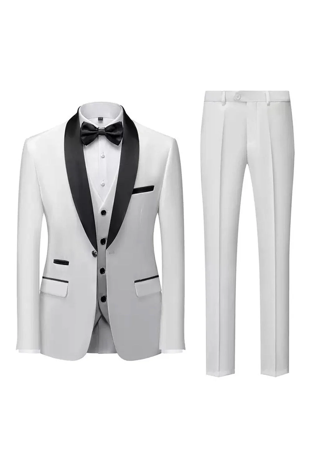 Costumes formels à un bouton à revers châle noir pour hommes - Image 9