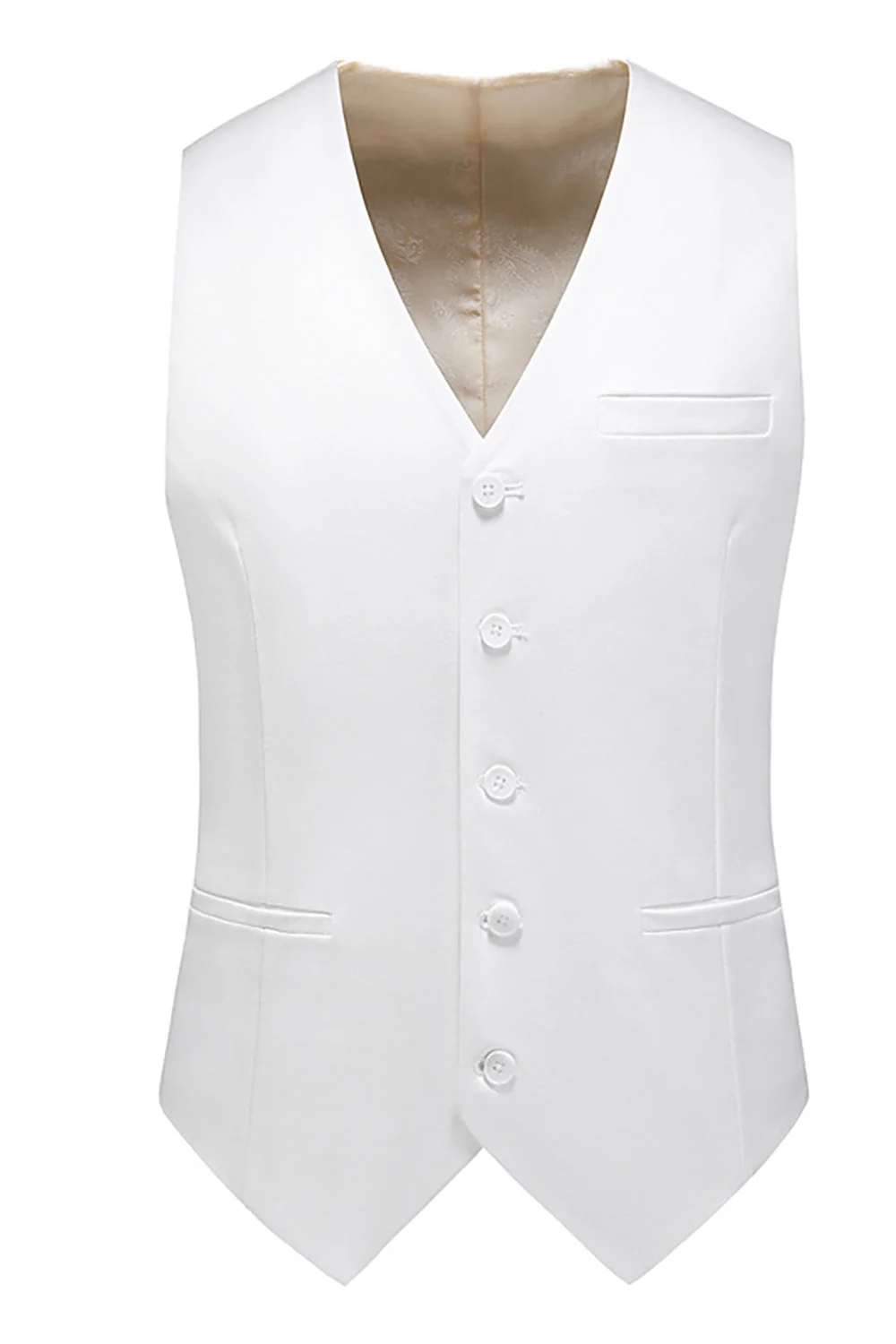 Costumes formels blancs à double boutonnage 2 pièces à revers pour hommes - Image 3