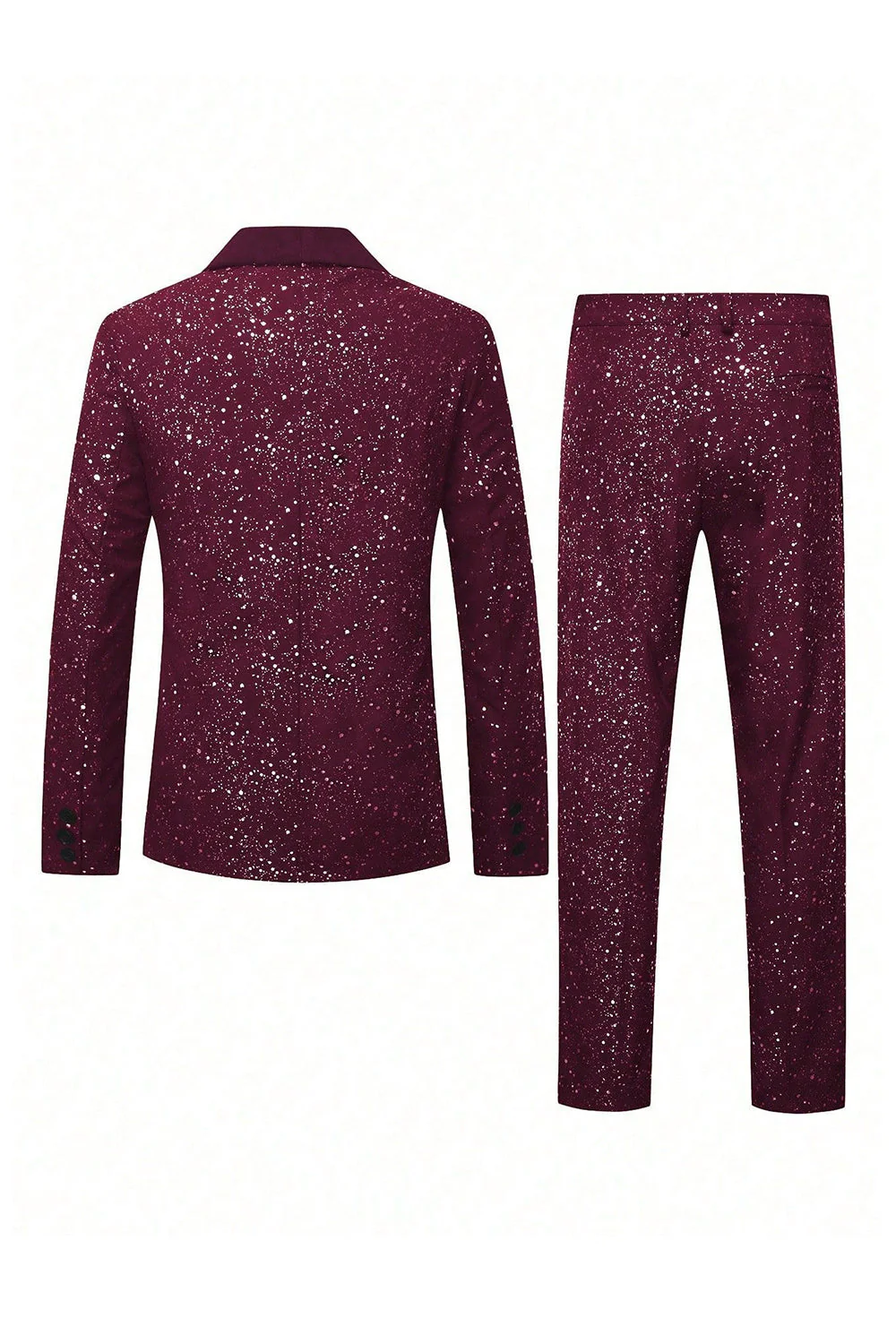 Costumes noirs 2 pièces à paillettes en châle unique à un bouton, costumes pour hommes - Image 7