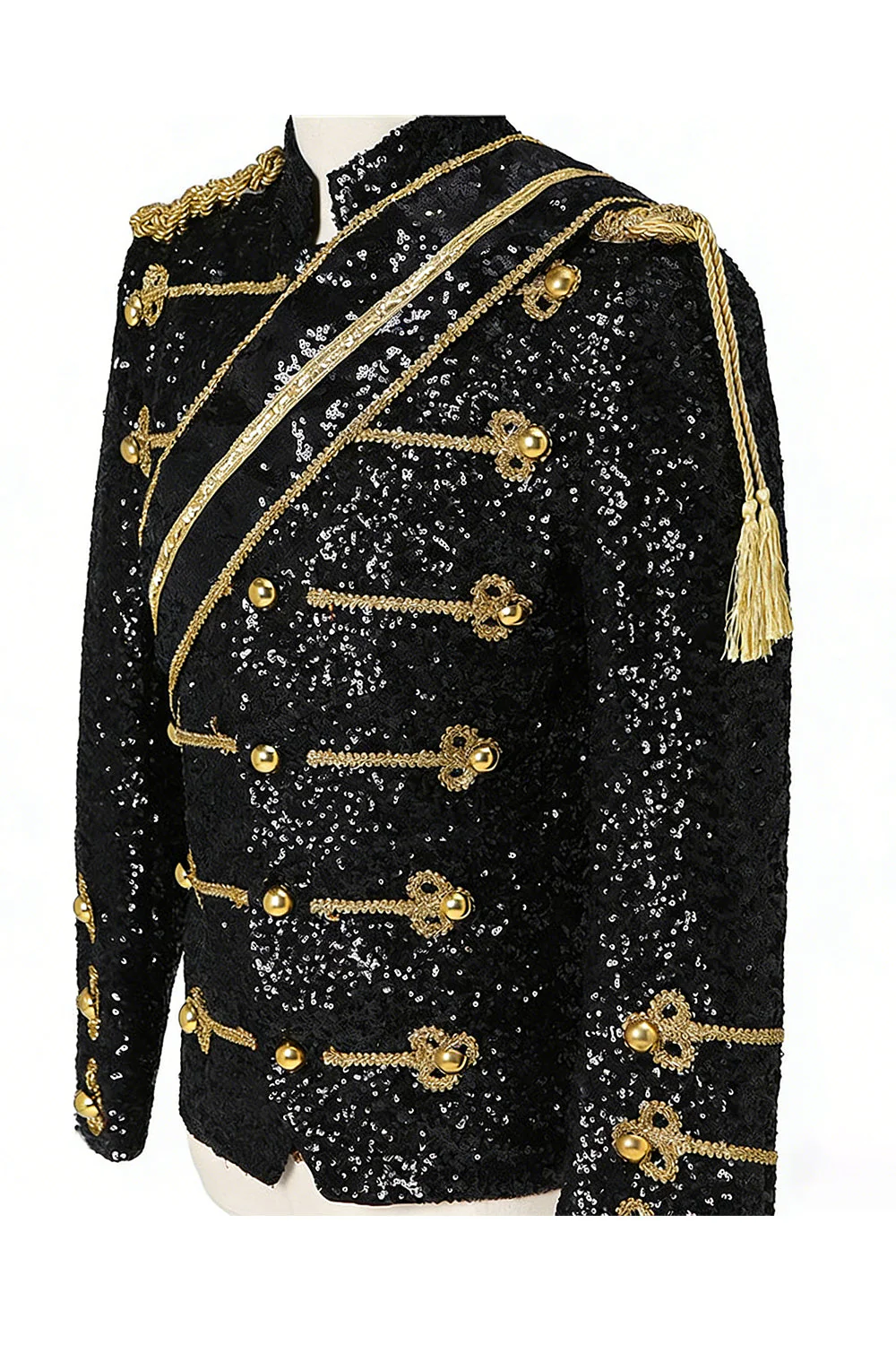 Costumes noirs à simple poitrine pour hommes avec paillettes - Image 5