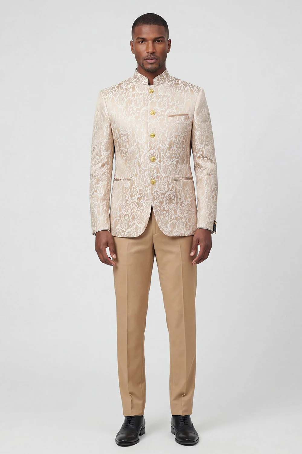 Costume homme 2 pièces doré simple boutonnage