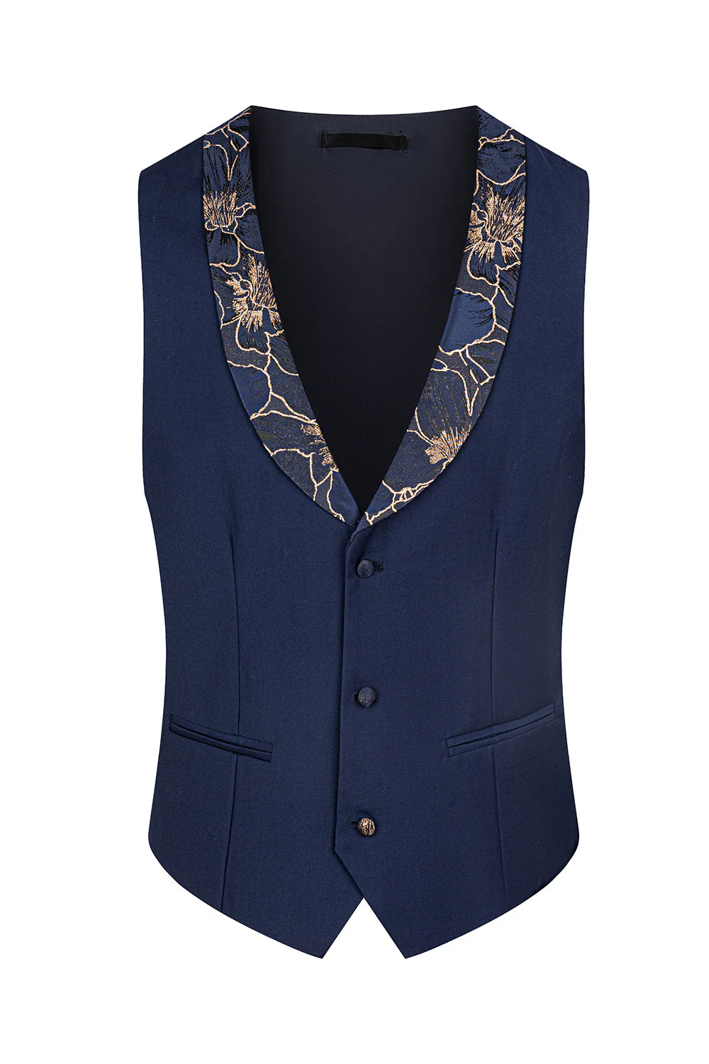 Costumes pour hommes à revers châle champagne à un bouton, fleurs - Image 12
