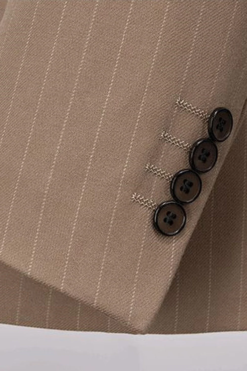 Costumes pour hommes kaki à rayures double boutonnage 2 pièces - Image 4