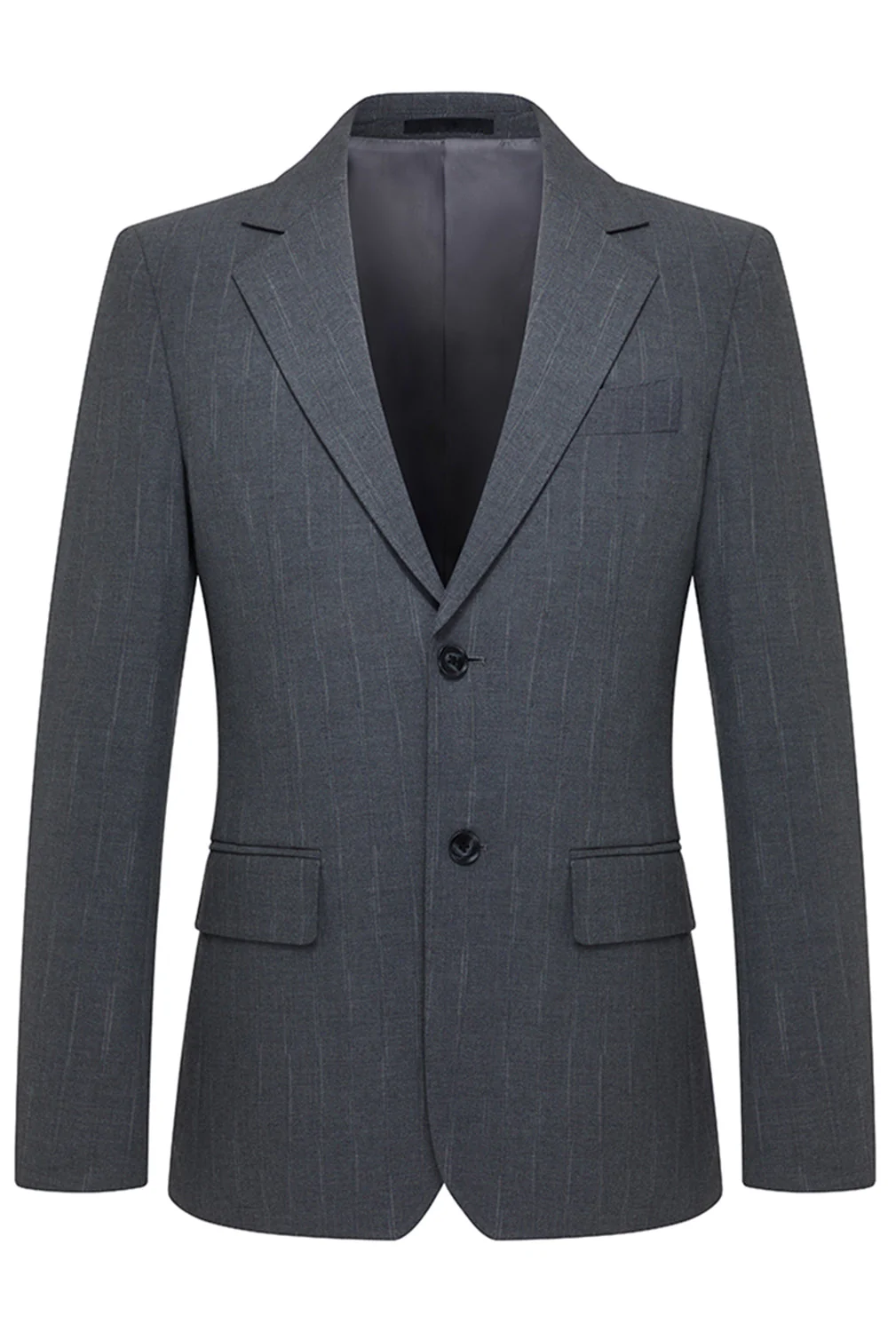 Costumes trois pièces pour hommes à revers gris à poignées simples - Image 2