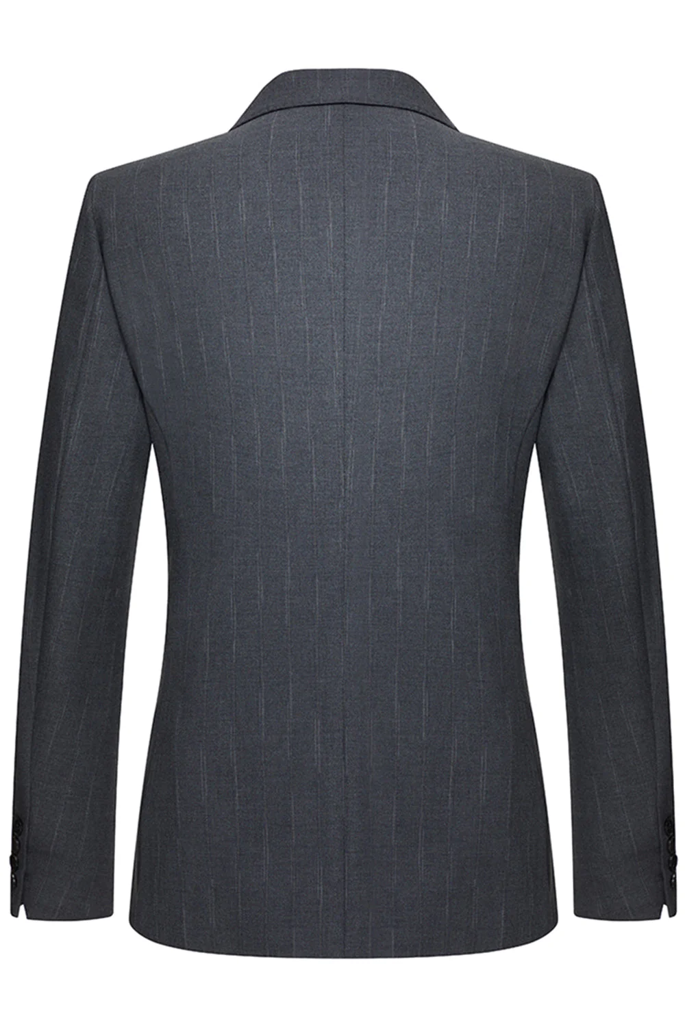 Costumes trois pièces pour hommes à revers gris à poignées simples - Image 3