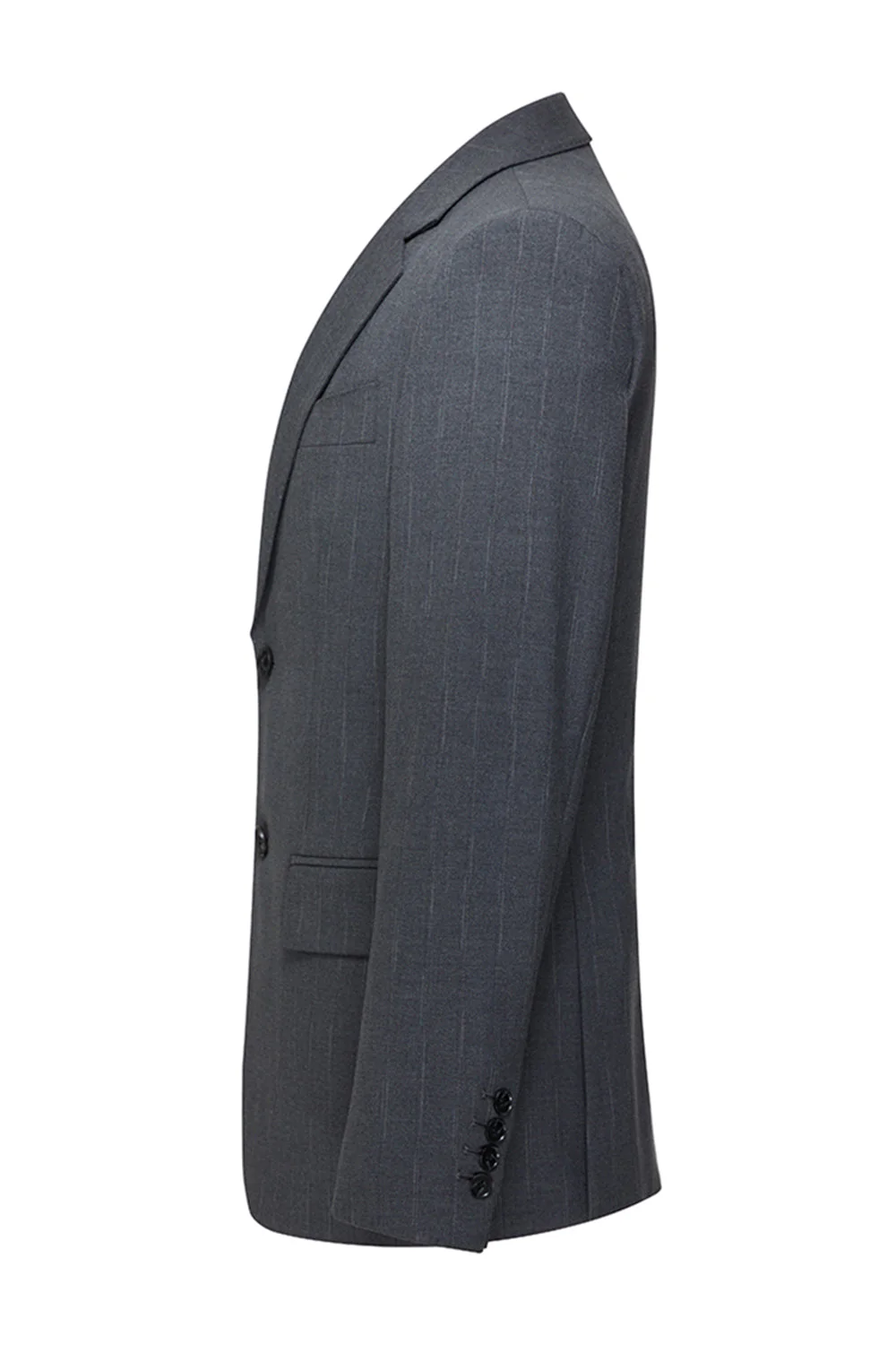 Costumes trois pièces pour hommes à revers gris à poignées simples - Image 4