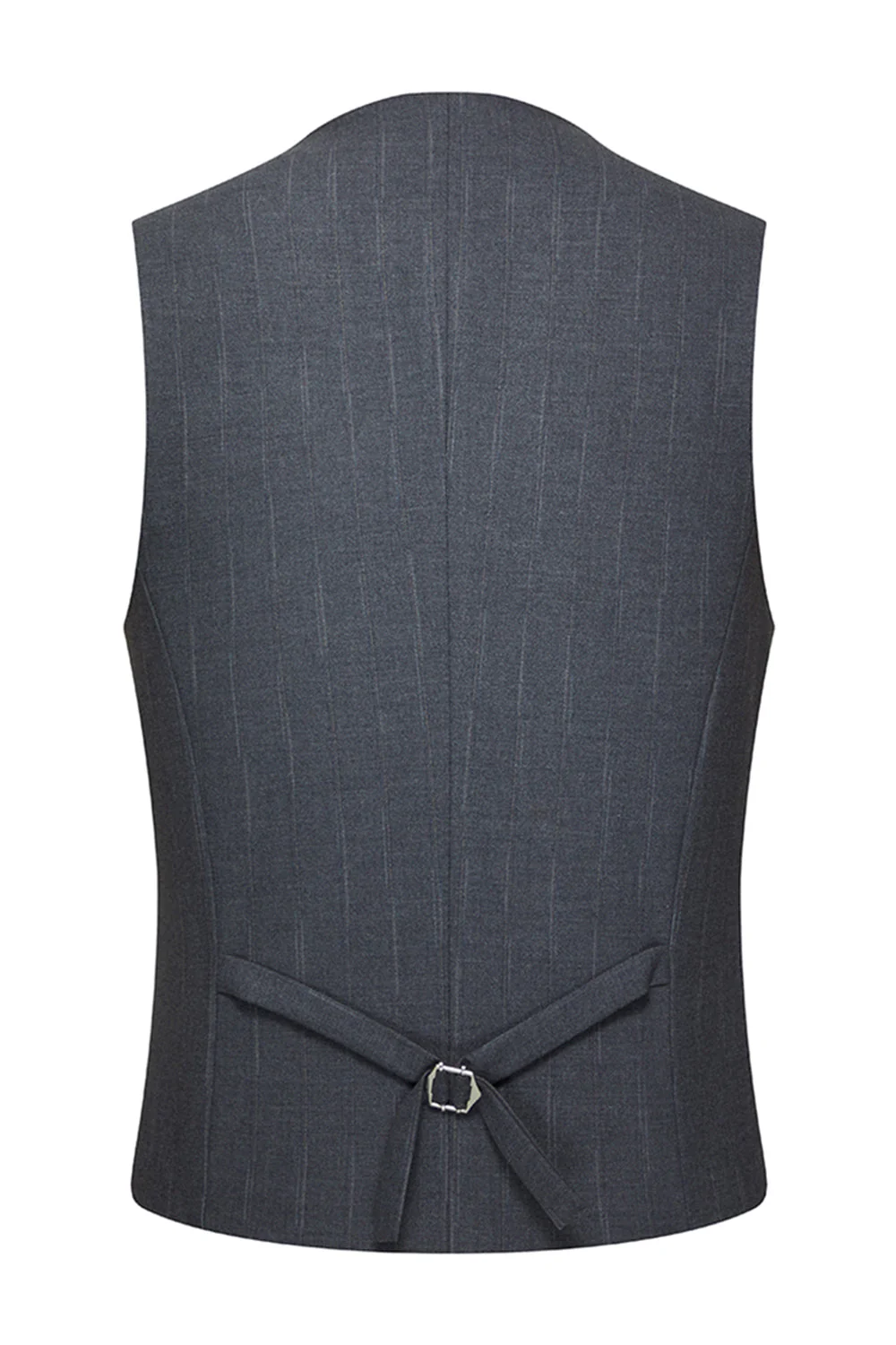 Costumes trois pièces pour hommes à revers gris à poignées simples - Image 6