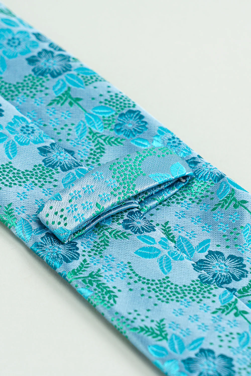 Cravate formelle en satin jacquard bleu - Image 3