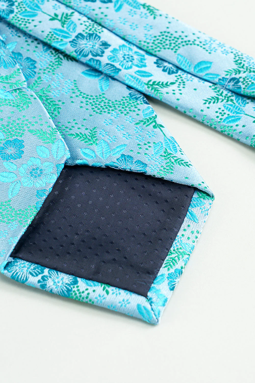 Cravate formelle en satin jacquard bleu - Image 4
