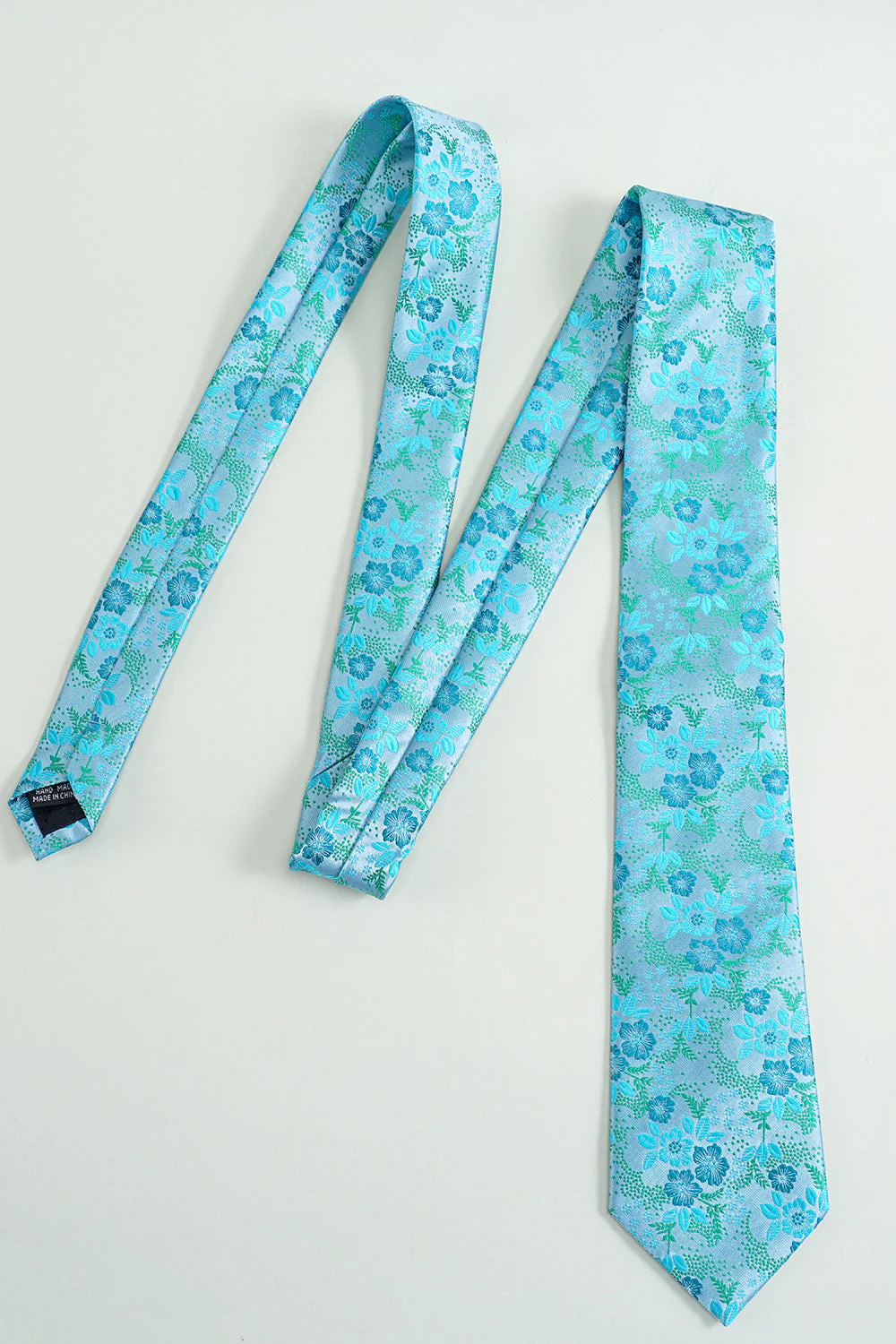Cravate formelle en satin jacquard bleu - Image 5
