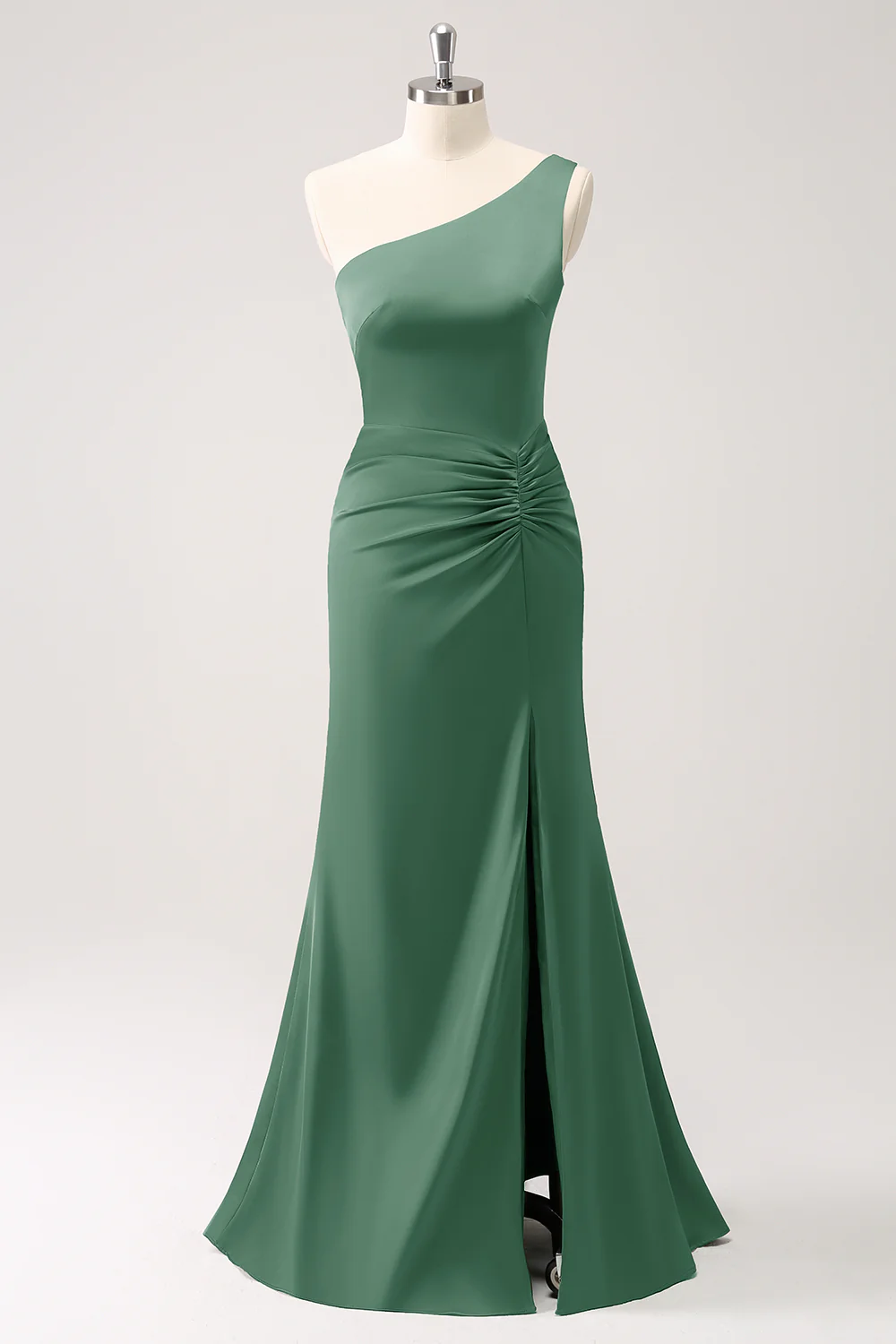 Crépuscule une épaule sirène satin longue robe de demoiselle d’honneur - Image 3