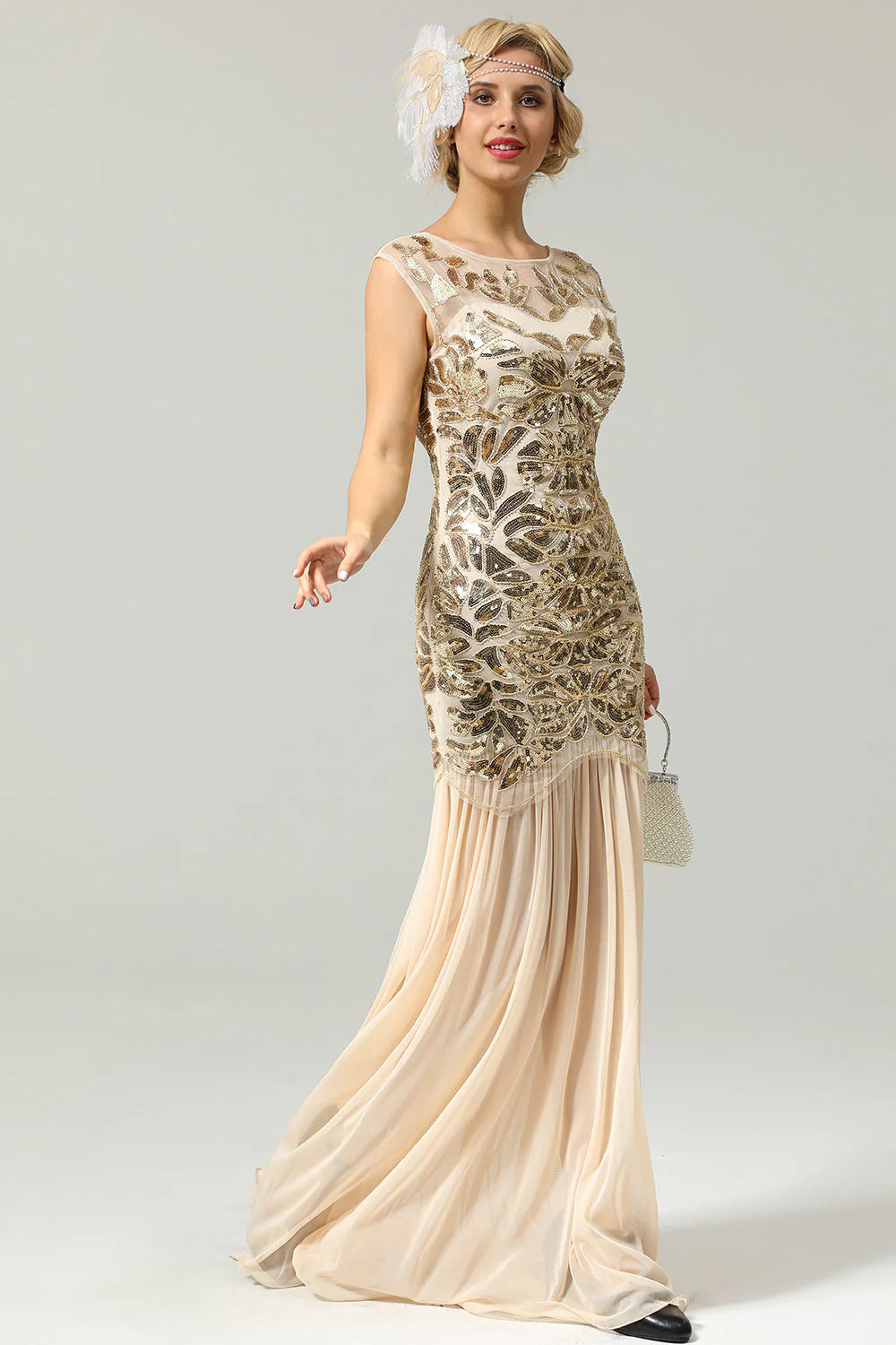 Robe Soirée Sirène Années 1920 Flapper Glitter Noire - Image 23