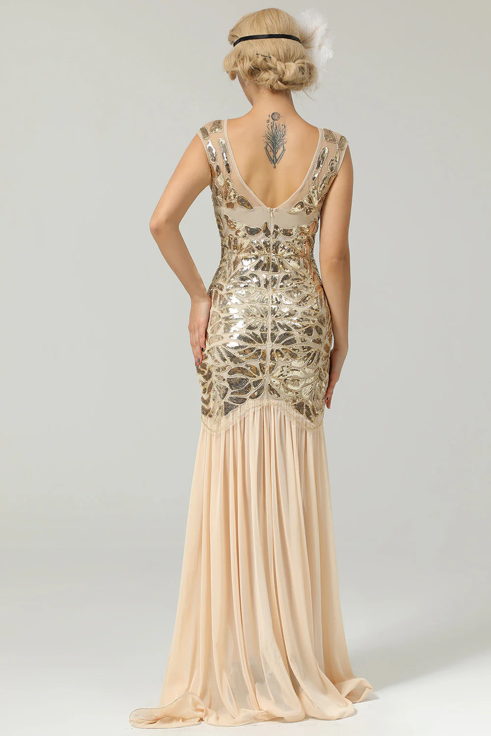 Robe Soirée Sirène Années 1920 Flapper Glitter Noire - Image 24