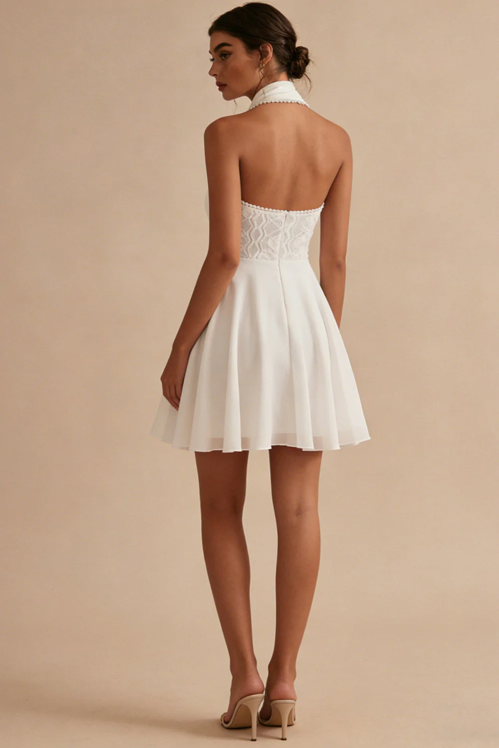 Dentelle en mousseline A Line Petite robe blanche - Image 2