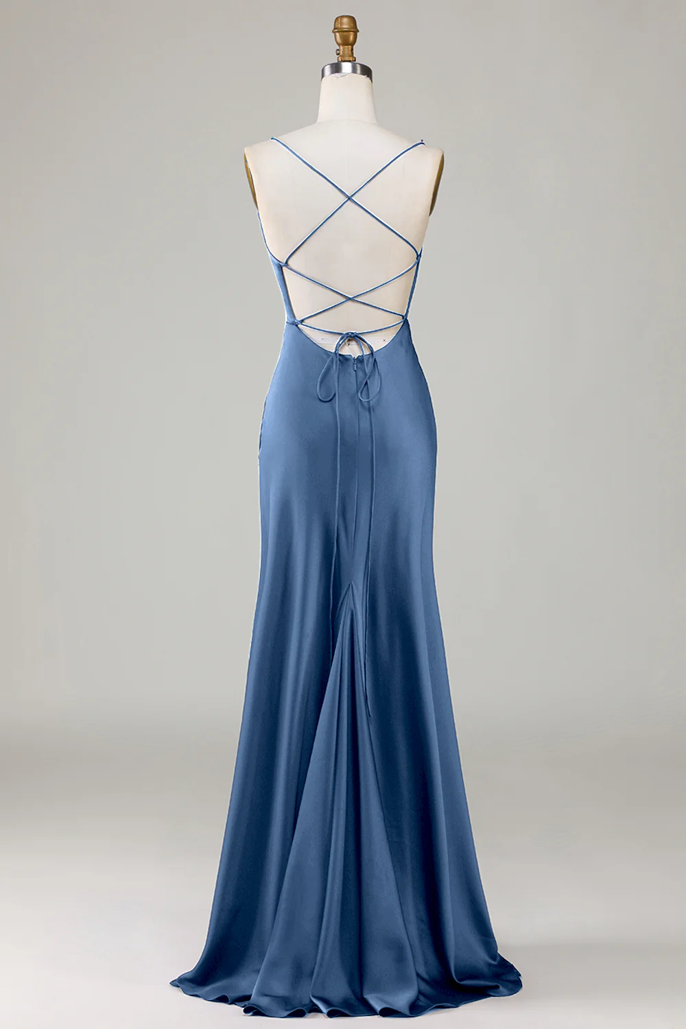 Robe de demoiselle d'honneur longue bordeaux dos lacé avec fente - Image 11