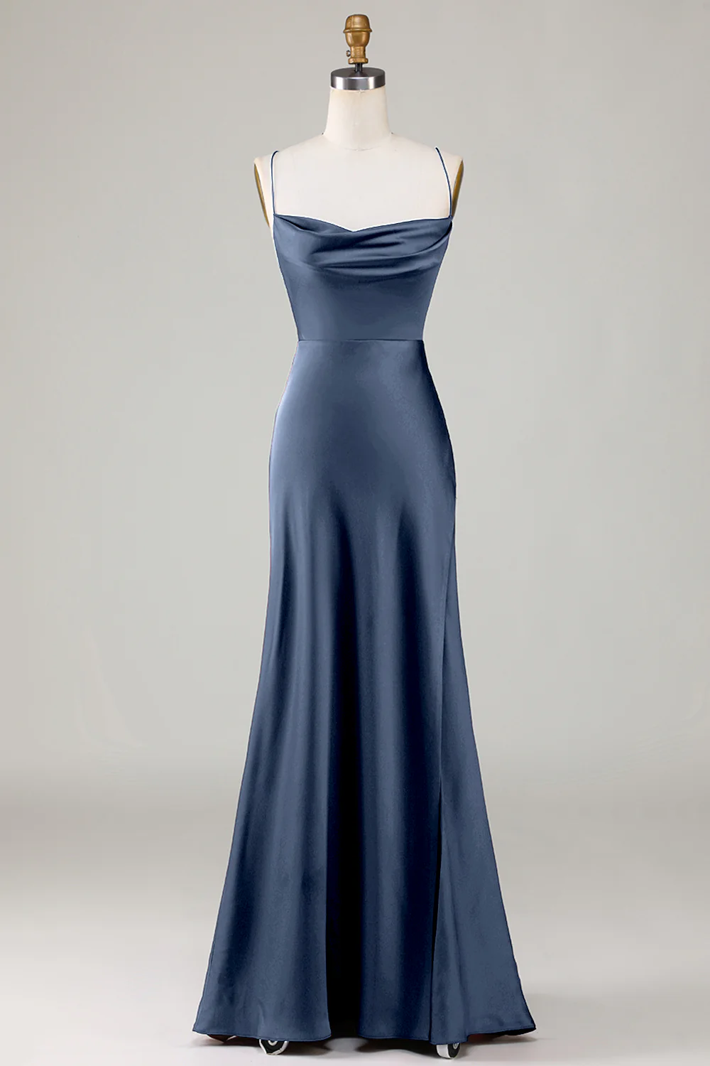 Robe de demoiselle d'honneur longue bordeaux dos lacé avec fente - Image 16