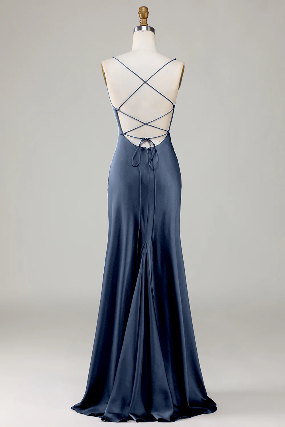 Robe de demoiselle d'honneur longue bordeaux dos lacé avec fente - Image 17