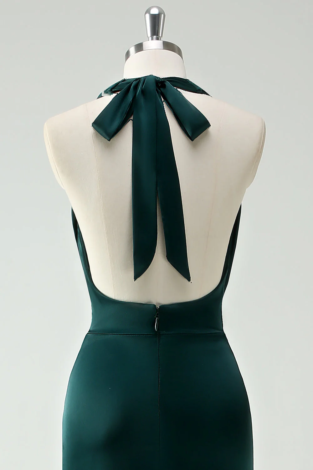 Dos nu pin vert sirène longue robe de demoiselle d’honneur avec fente - Image 5